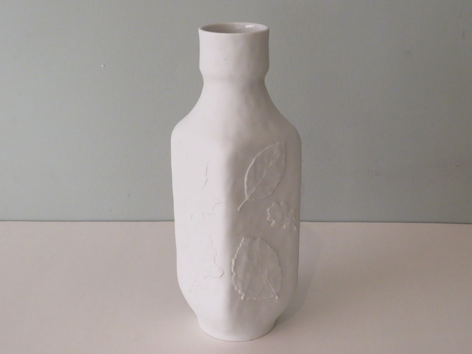 White Biscuit Vase With Floral Embossed Motif, Hutschenreuther, Germany 1970s photo furniture