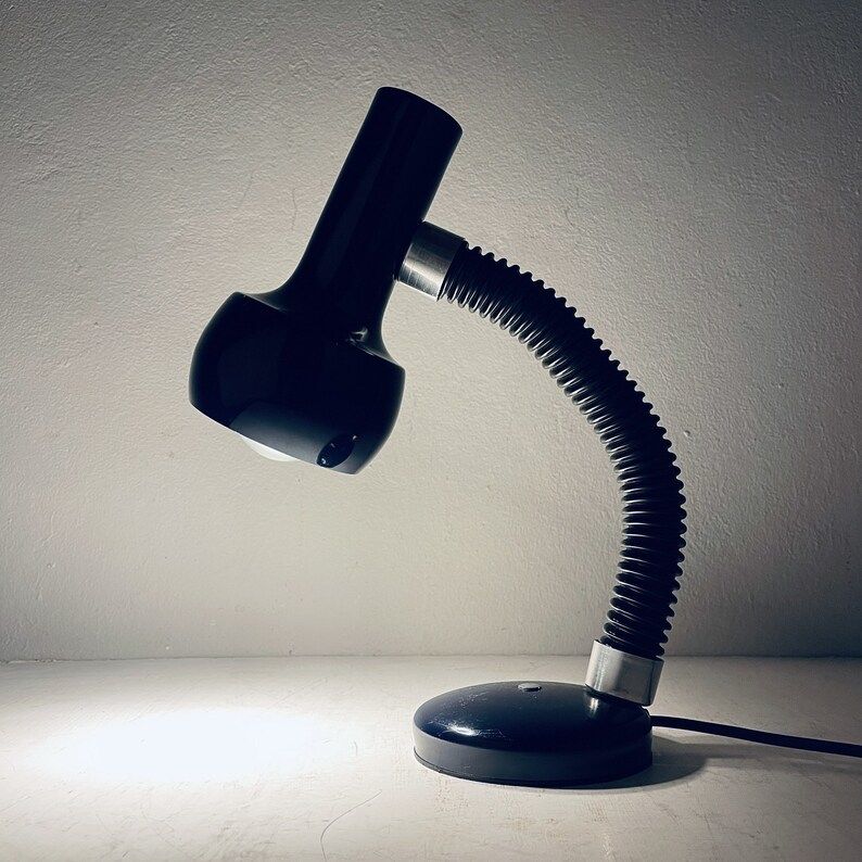 photo for sale Mid Century Goose Blue Desk Lamp Italy 1970s Metal Retro Table Lamp