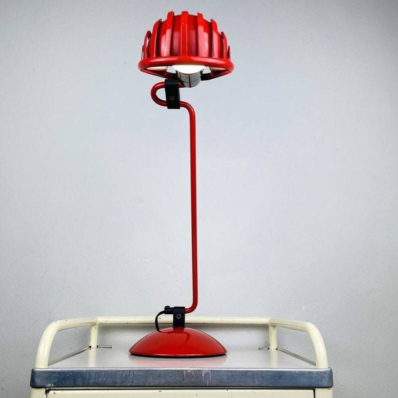 Mid Century Red Desk Lamp Igloo By Tommaso Cimini For Lumina Italy 1980s photo Lighting