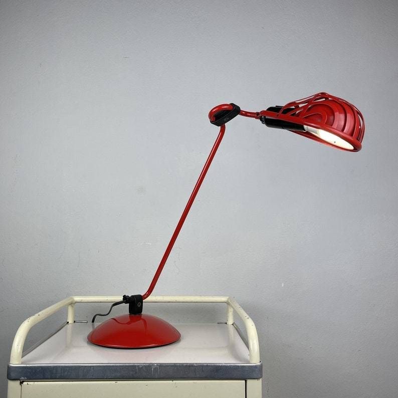 Mid Century Red Desk Lamp Igloo By Tommaso Cimini For Lumina Italy 1980s photo vintage