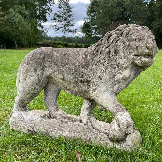 Pair Of English Large Cast Stone Medici Lions Circa 1910 photo buy