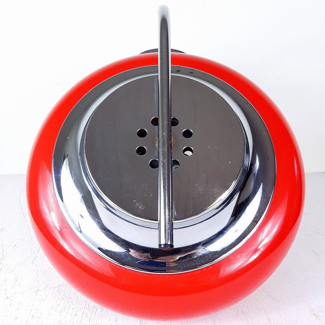 Mid Century Wall Lamp Meblo Guzzini 1980s Red Glass Plastic Lamp Retro Italy Space Age Atomic Sconces photo vinterior