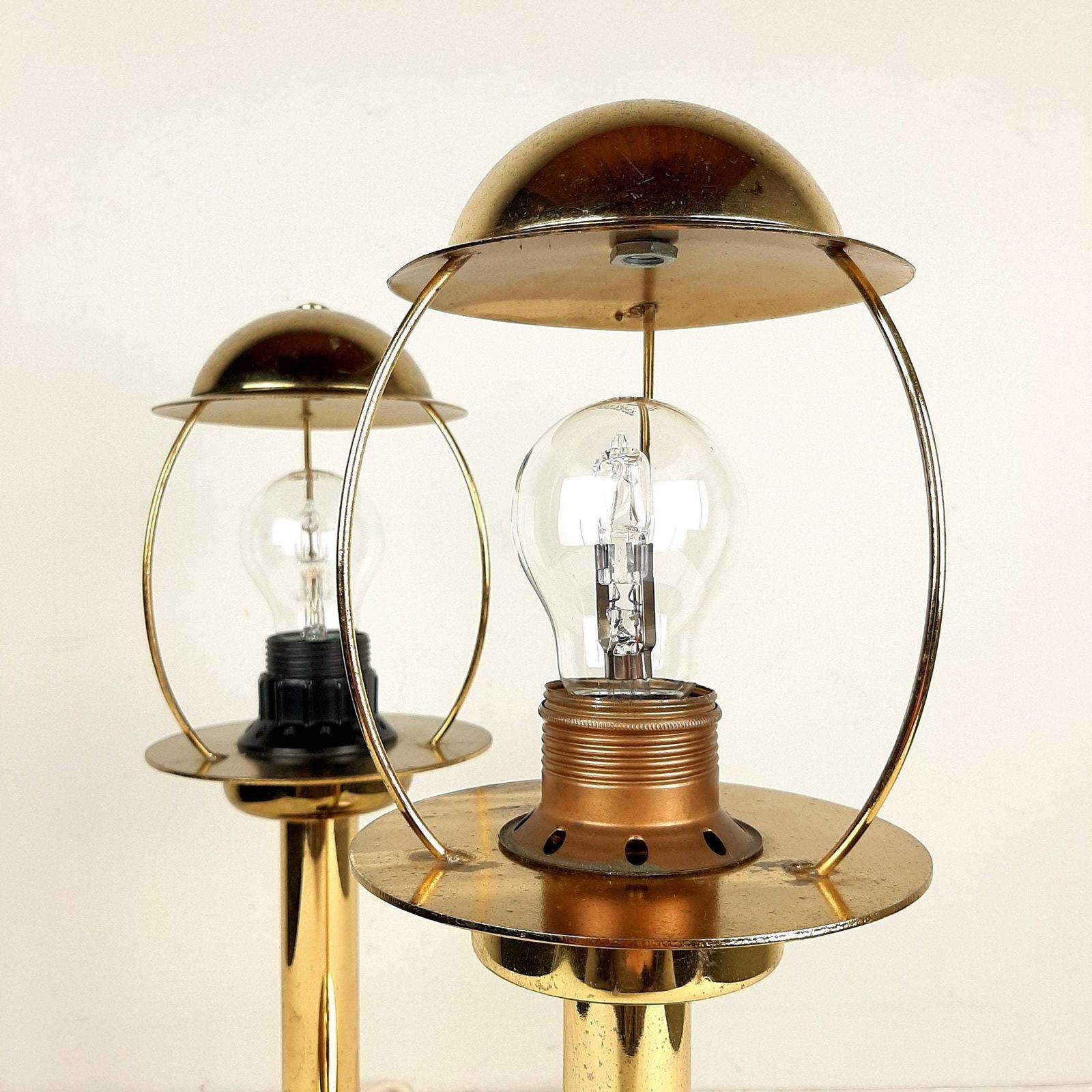 Pair Of Retro Gold Metal Table Lamp Sijaj Hrastnik Yugoslavia 1970s Mid Century Night Light Art Deco Lighting photo furniture