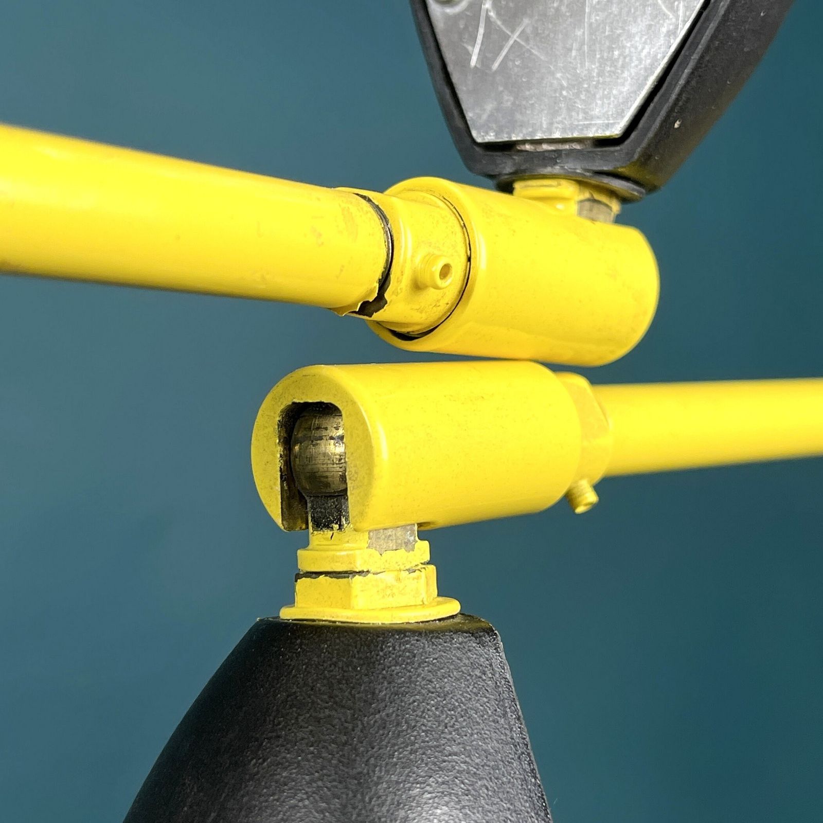 photo for sale Pair Of Yellow Floor Lamps Yugoslavia 1960s Industrial Mid Century Lighting Space Age
