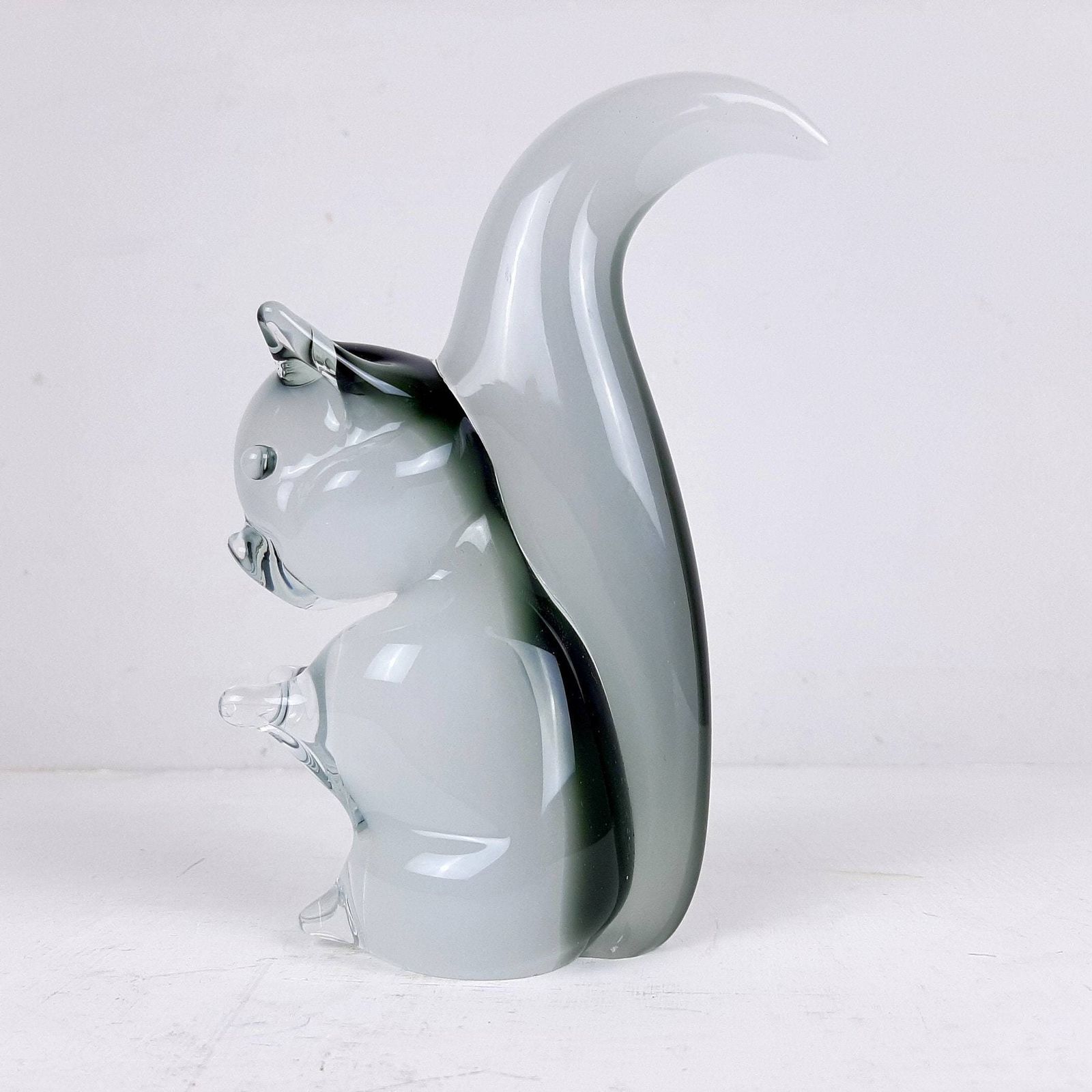 Murano Smokey Glass Sculpture Squirrel V. Nasson Italy 1970s Magic Art Glass Sculpture