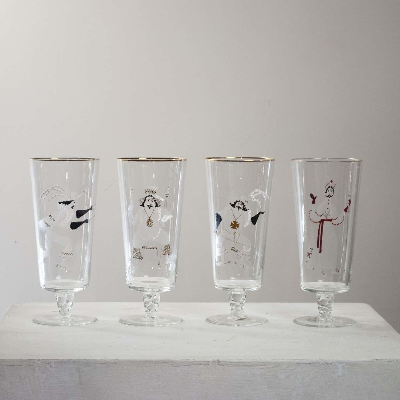 Set Of Four 60's Glasses French Production photo for sale