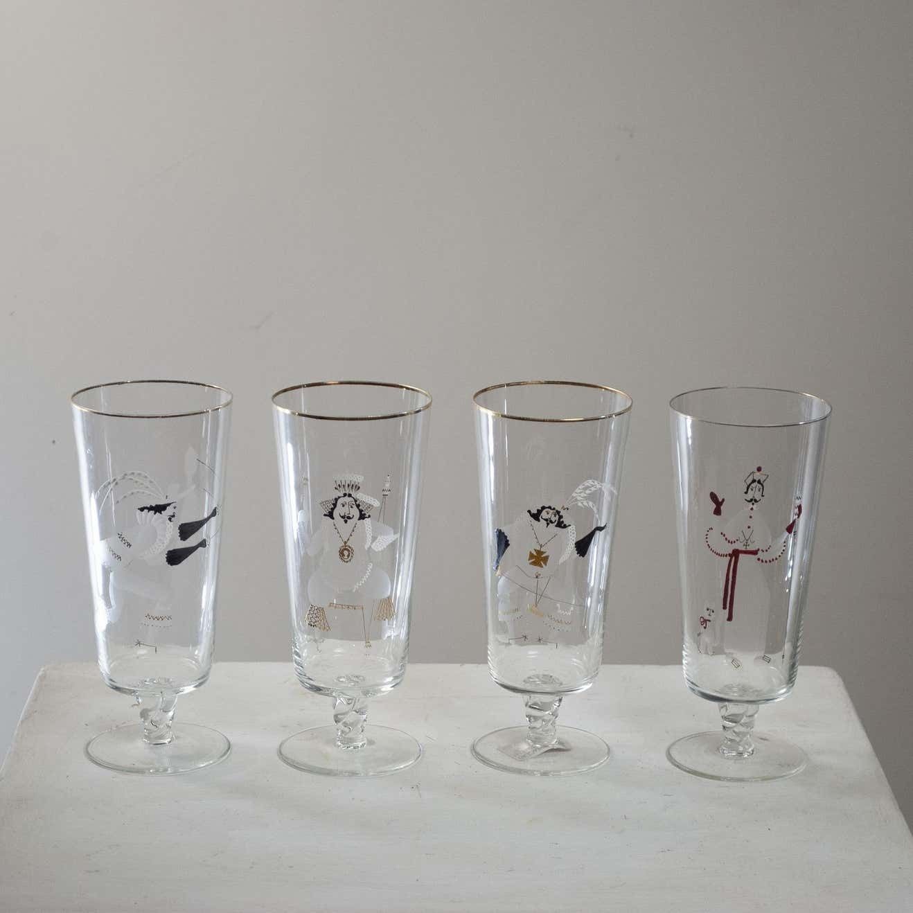 Set Of Four 60's Glasses French Production photo Home Decor