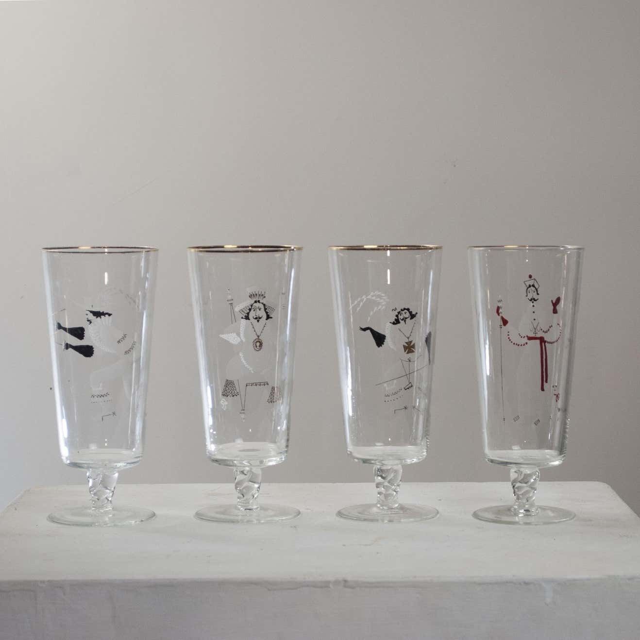 Set Of Four 60's Glasses French Production photo buy