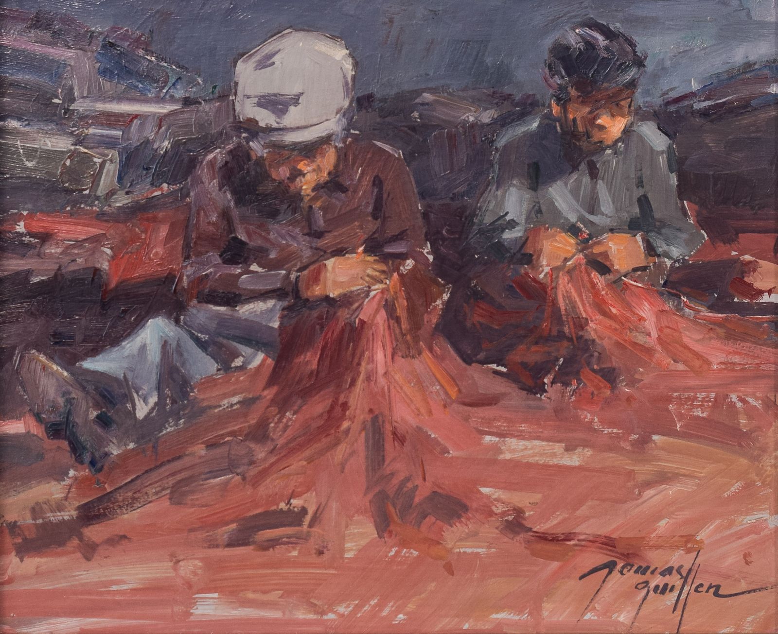 Albert Tomás Guillén   Fishermen Repairing Nets