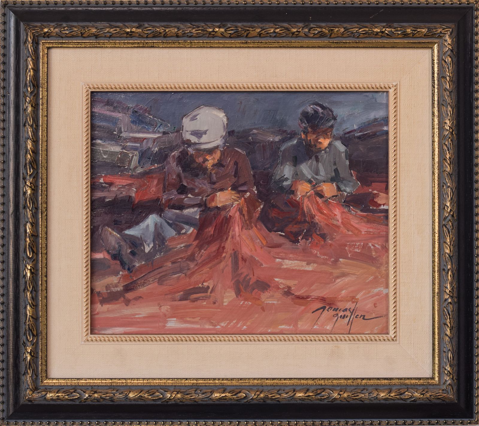 Albert Tomás Guillén   Fishermen Repairing Nets photo furniture