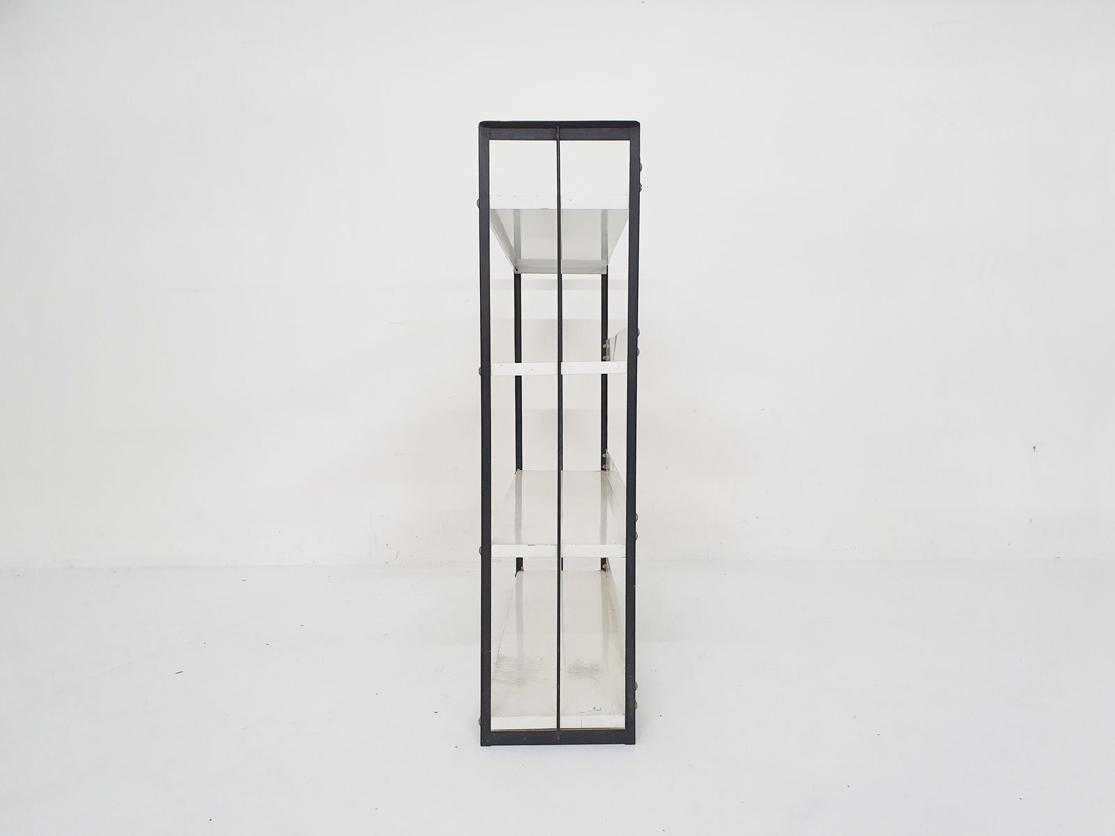 Black And White Metal Book Shelves Attrb. To Tomado, Holland, 1950's photo for sale