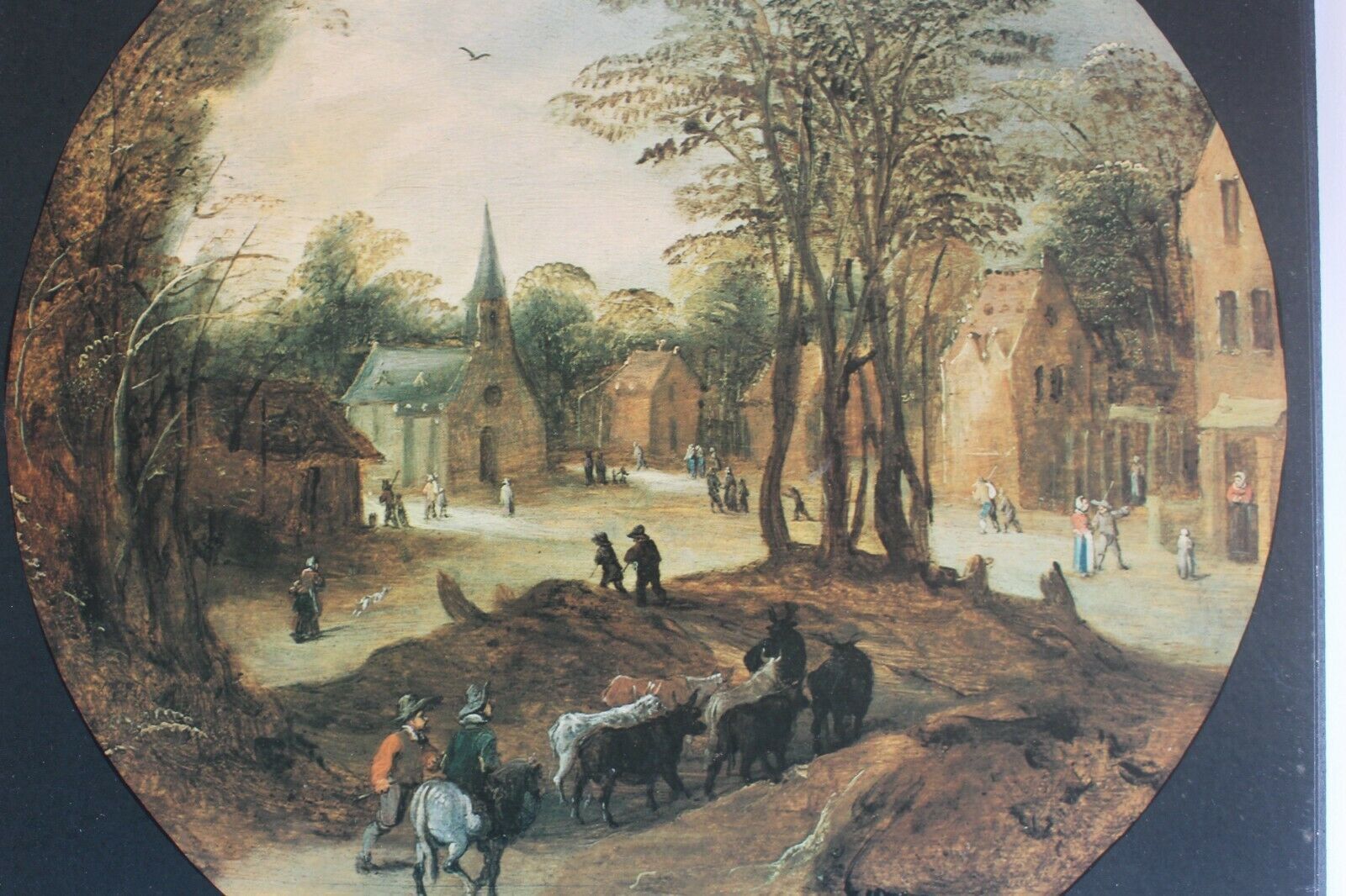 Vintage 19th C. Handcrafted Set Of 4 Wooden Old Villages Print Art Work 30 Cm photo buy