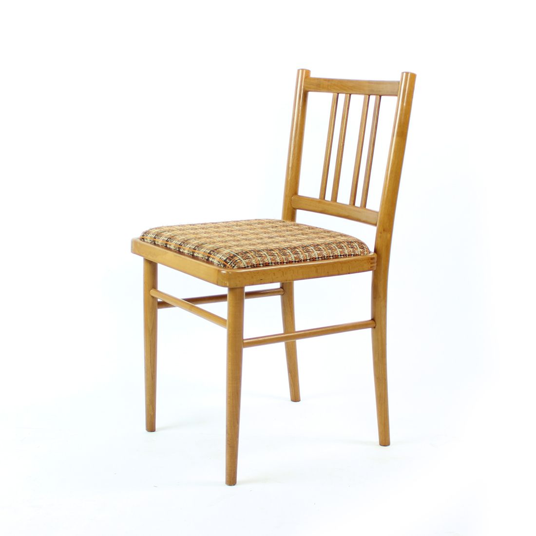Midcentury Dining Chairs In Oak And Fabric, Ton Czechoslovakia, Set Of 4 photo 720.0