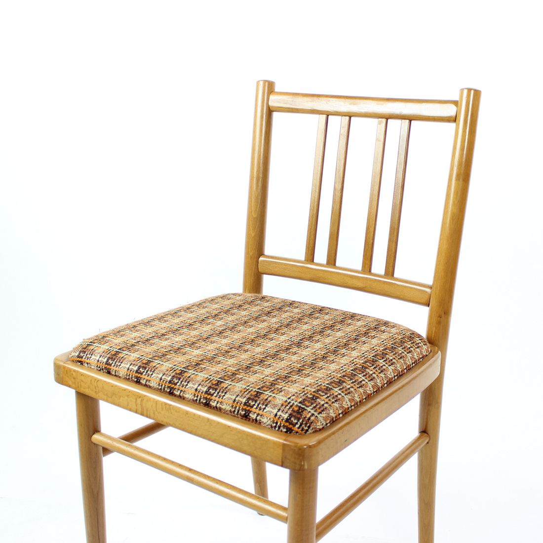 photo for sale Midcentury Dining Chairs In Oak And Fabric, Ton Czechoslovakia, Set Of 4