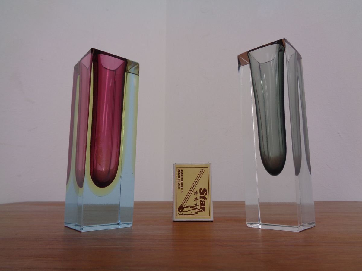 Italian Murano Glass Sommerso Vases From Murano, 1960s, Set Of 2 photo furniture