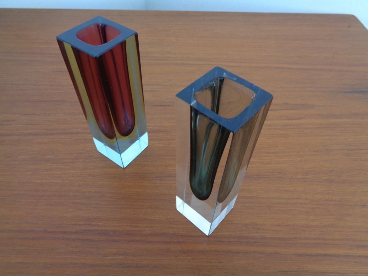 Italian Murano Glass Sommerso Vases From Murano, 1960s, Set Of 2 photo 387.0