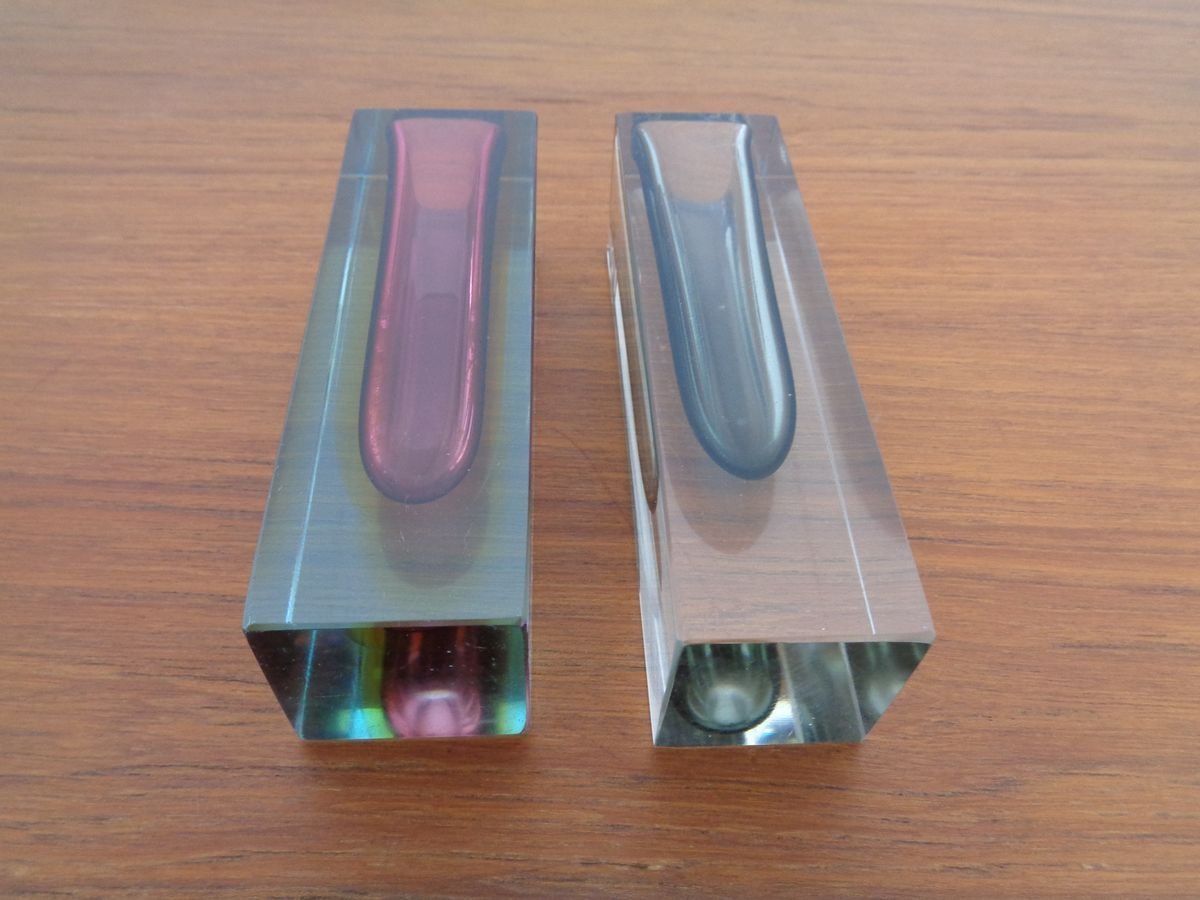 photo for sale Italian Murano Glass Sommerso Vases From Murano, 1960s, Set Of 2
