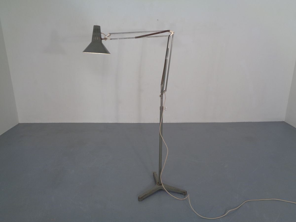 Industrial Terry Architectural Floor Lamp By H. Busquet For Hala, 1950s