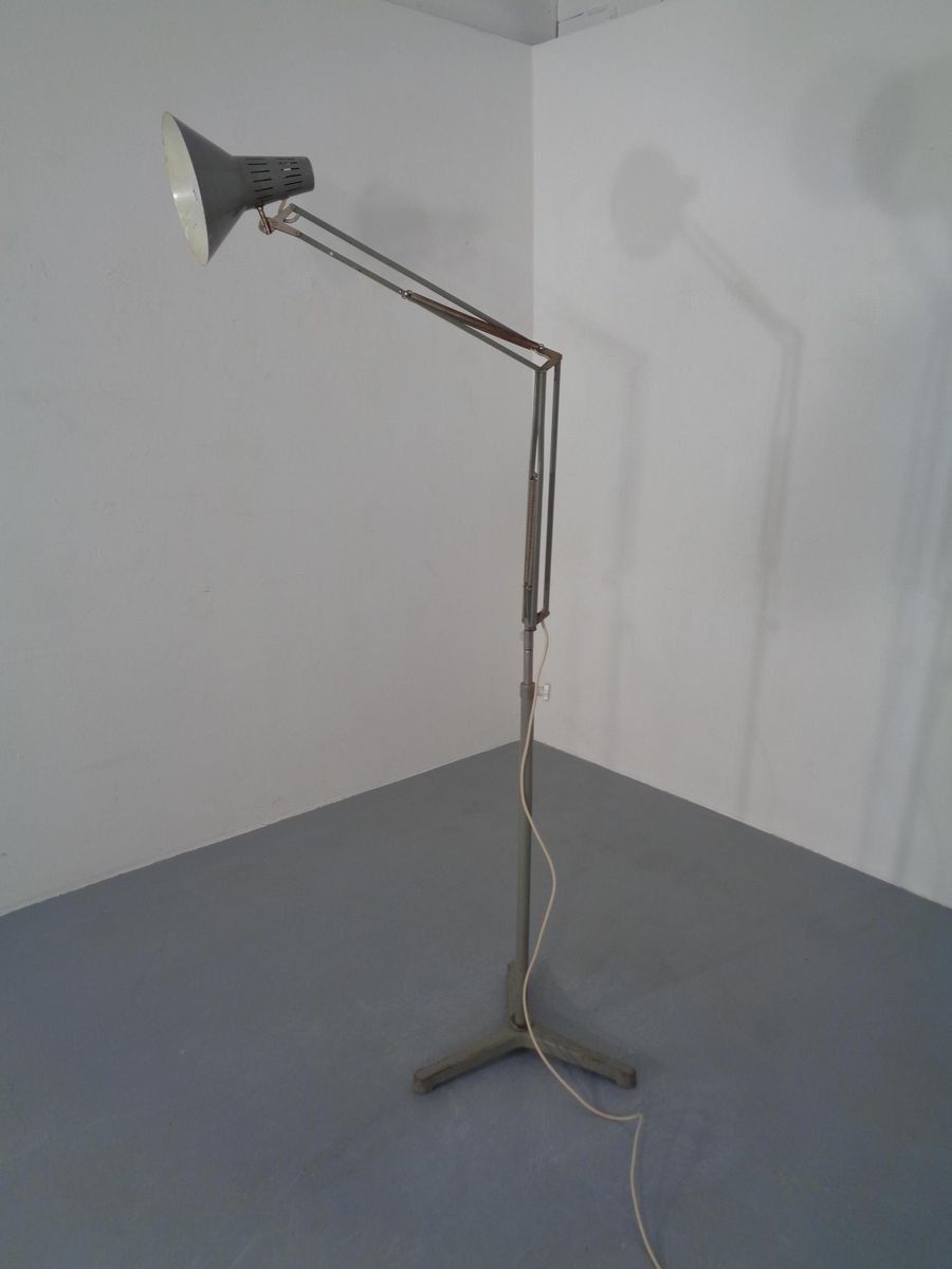 Industrial Terry Architectural Floor Lamp By H. Busquet For Hala, 1950s photo vinterior