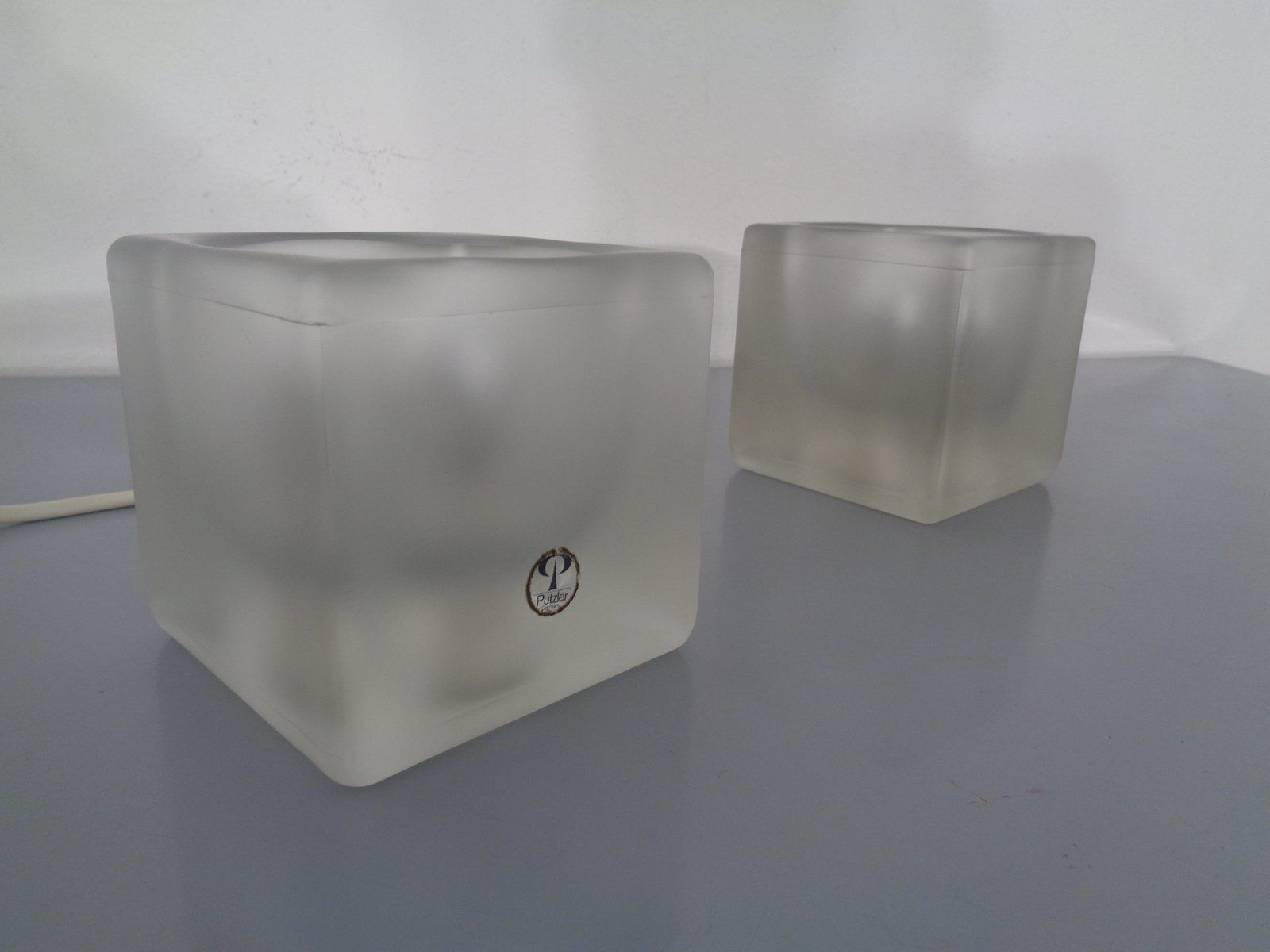 Glass Cube Lamps From Peill & Putzler, 1970s, Set Of 2 photo Lighting
