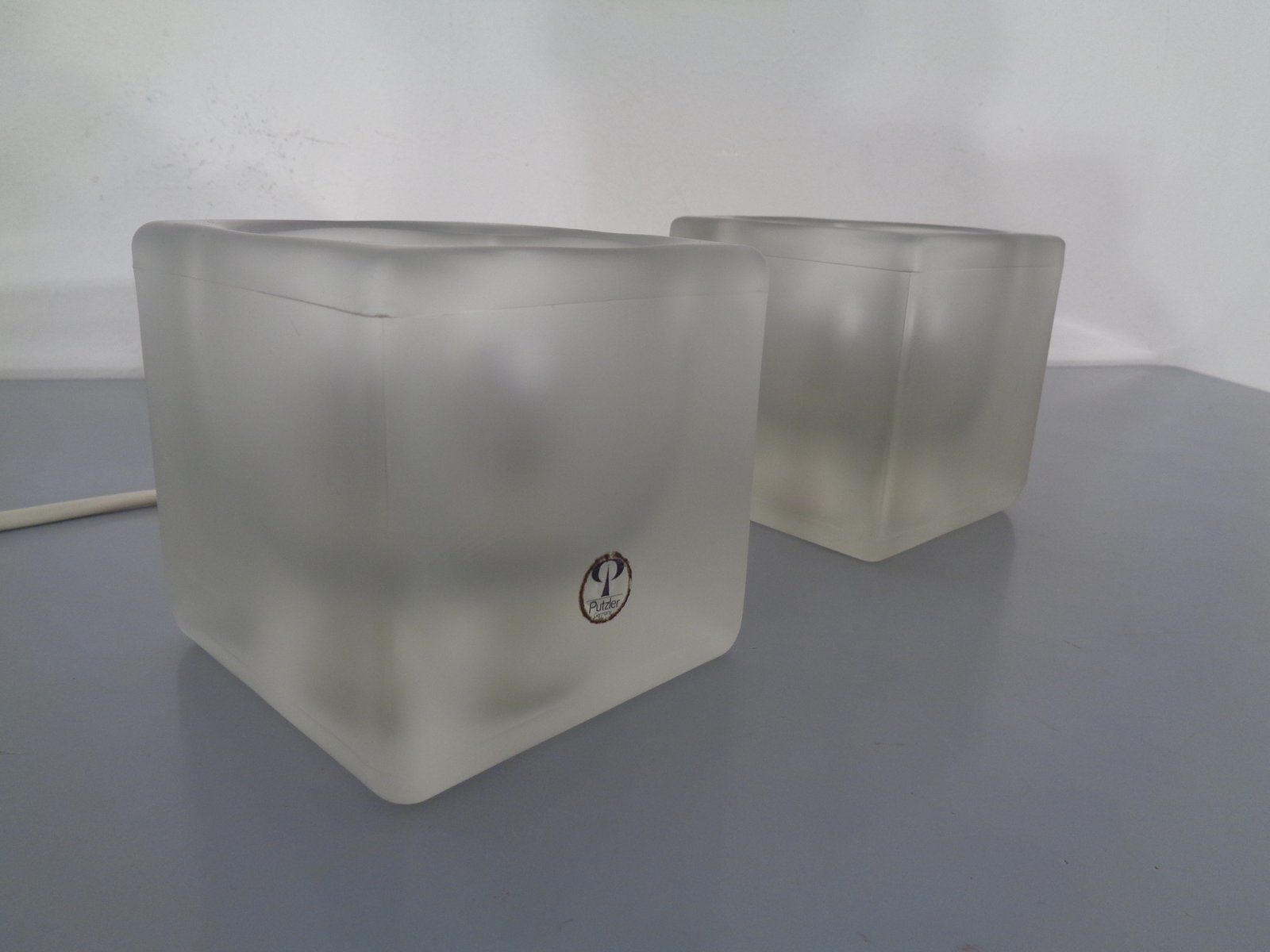 Glass Cube Lamps From Peill & Putzler, 1970s, Set Of 2 photo vinterior