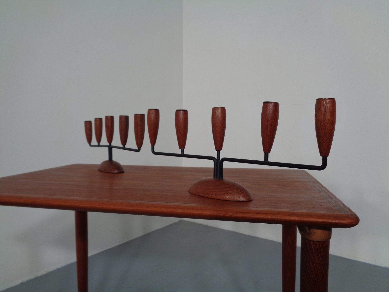 Danish Filigree Teak Candleholders, 1960s, Set Of 2 photo for sale