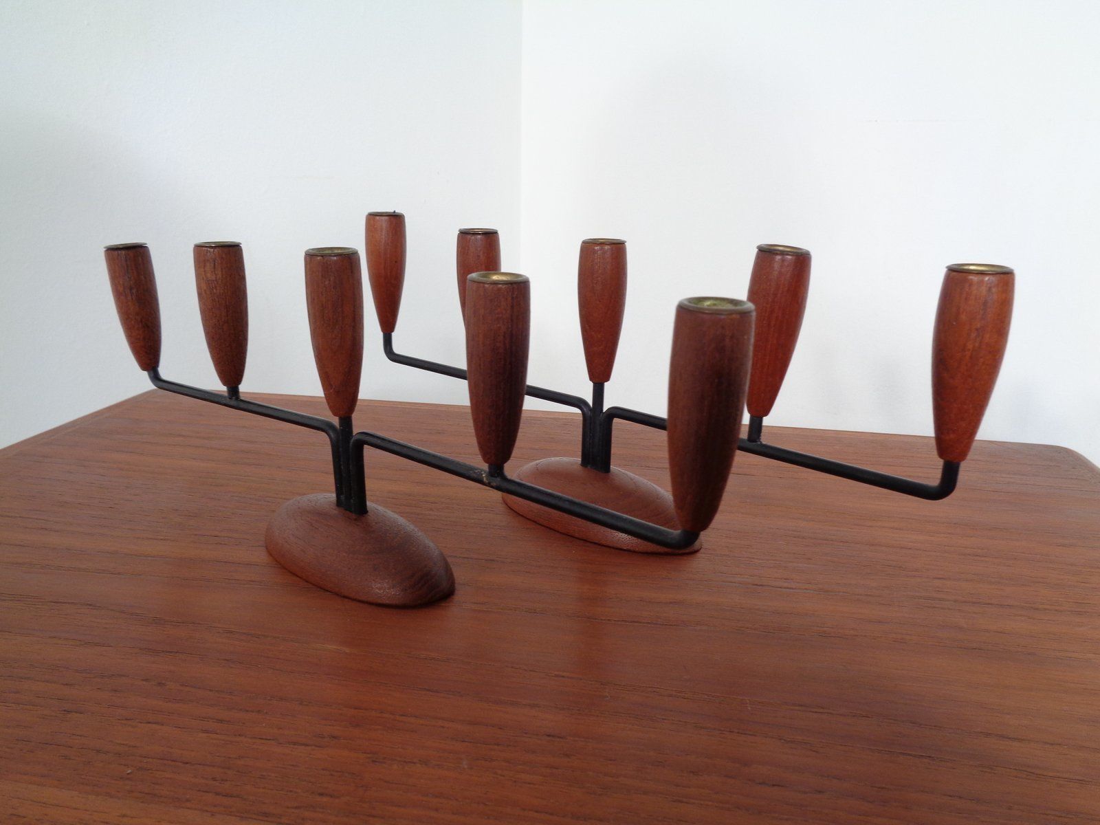 photo for sale Danish Filigree Teak Candleholders, 1960s, Set Of 2