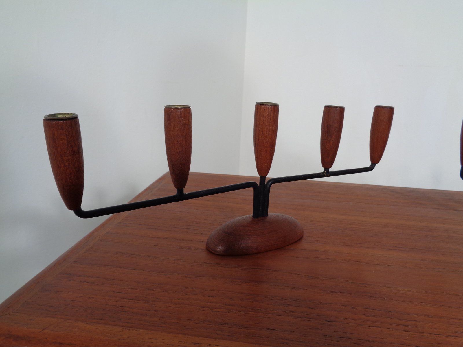 Home Decor Danish Filigree Teak Candleholders, 1960s, Set Of 2 photo