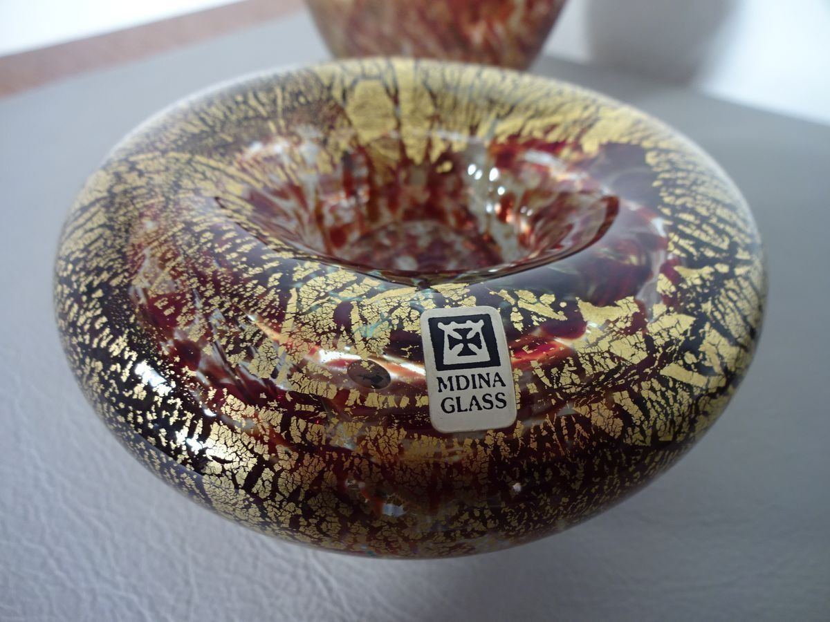 Maltese Glass Ashtrays Rom Mdina, 1960s, Set Of 2 photo vintage