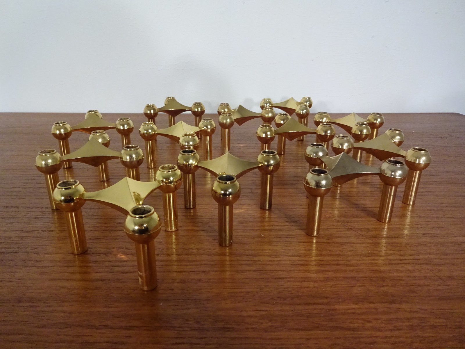 Gold Plated Candleholders By Ceasar Stoffi & Fritz Nagel For Bmf 1960s Set Of 12 photo 546.0