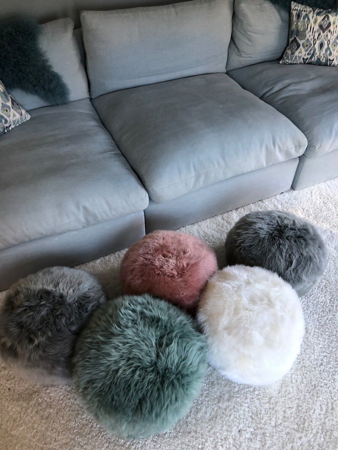 Irresistible Ivory Sheepskin Pouffe  White Sheepskin Pouffe  Ivory Sheepskin Pouffe Fluffy Footstool Furry Pouffe  Footstool Pouffe photo 89.0