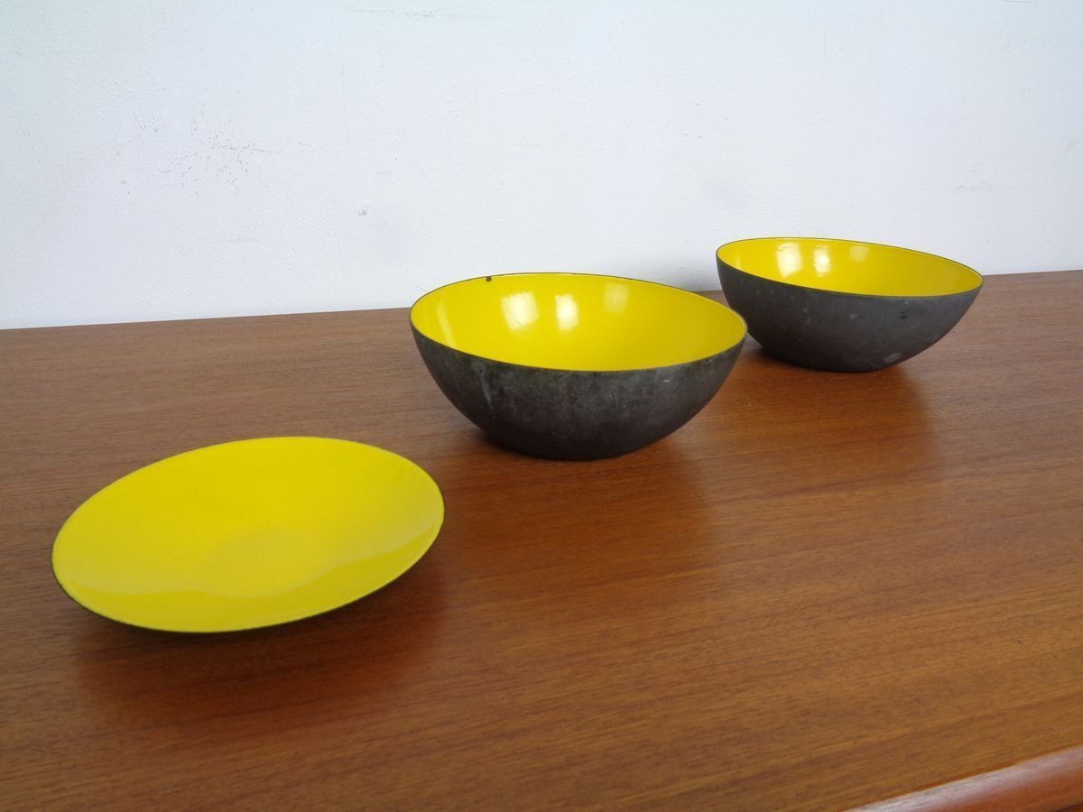 Yellow Krenit Bowls By Herbert Krenchel Torben ørskov, Set Of 3, 1960s photo Home Decor