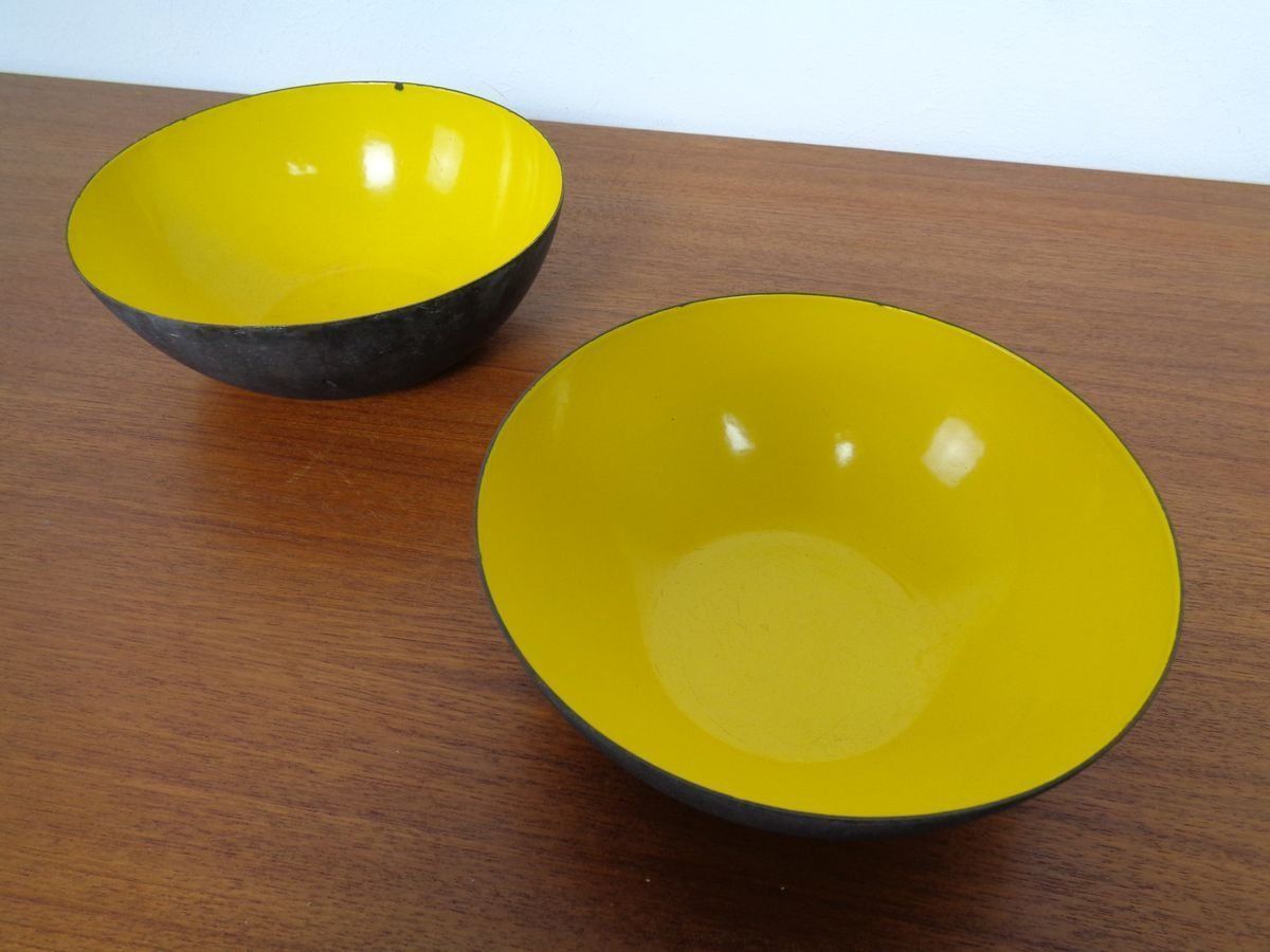 Yellow Krenit Bowls By Herbert Krenchel Torben ørskov, Set Of 3, 1960s photo vintage