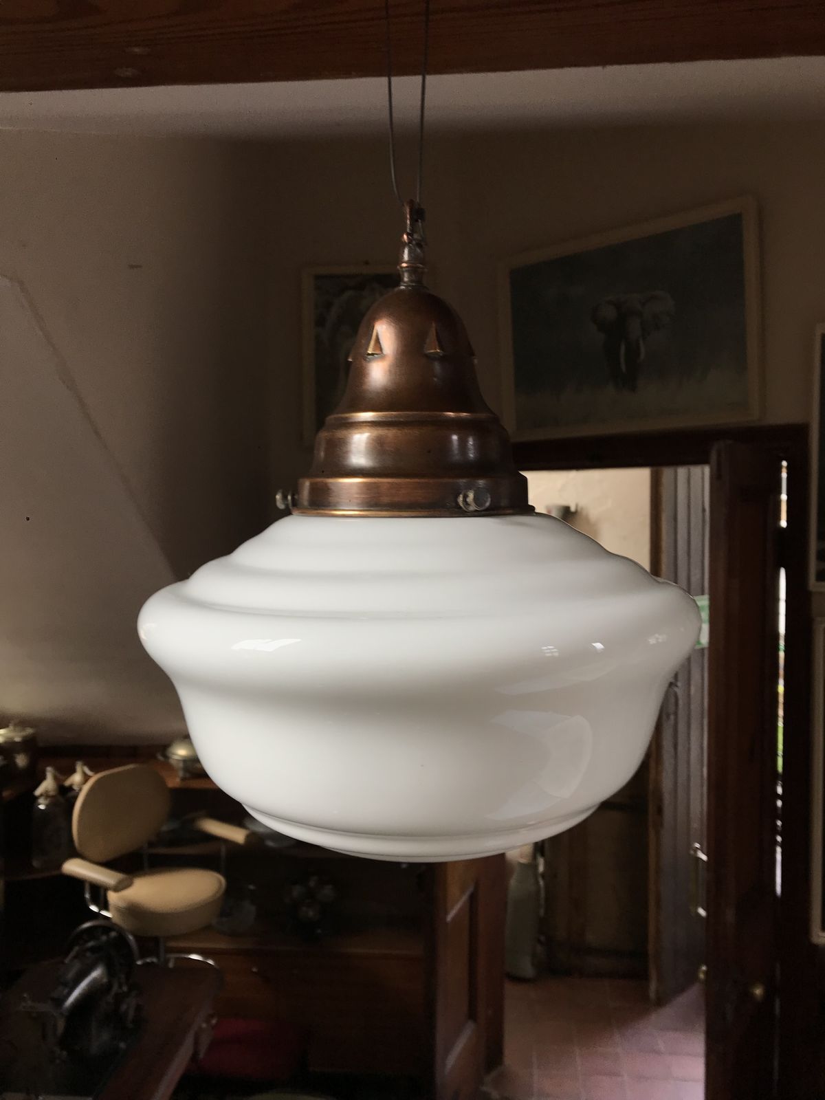 Antique Late 1900s Opaline Chapel Pendant Lights photo for sale