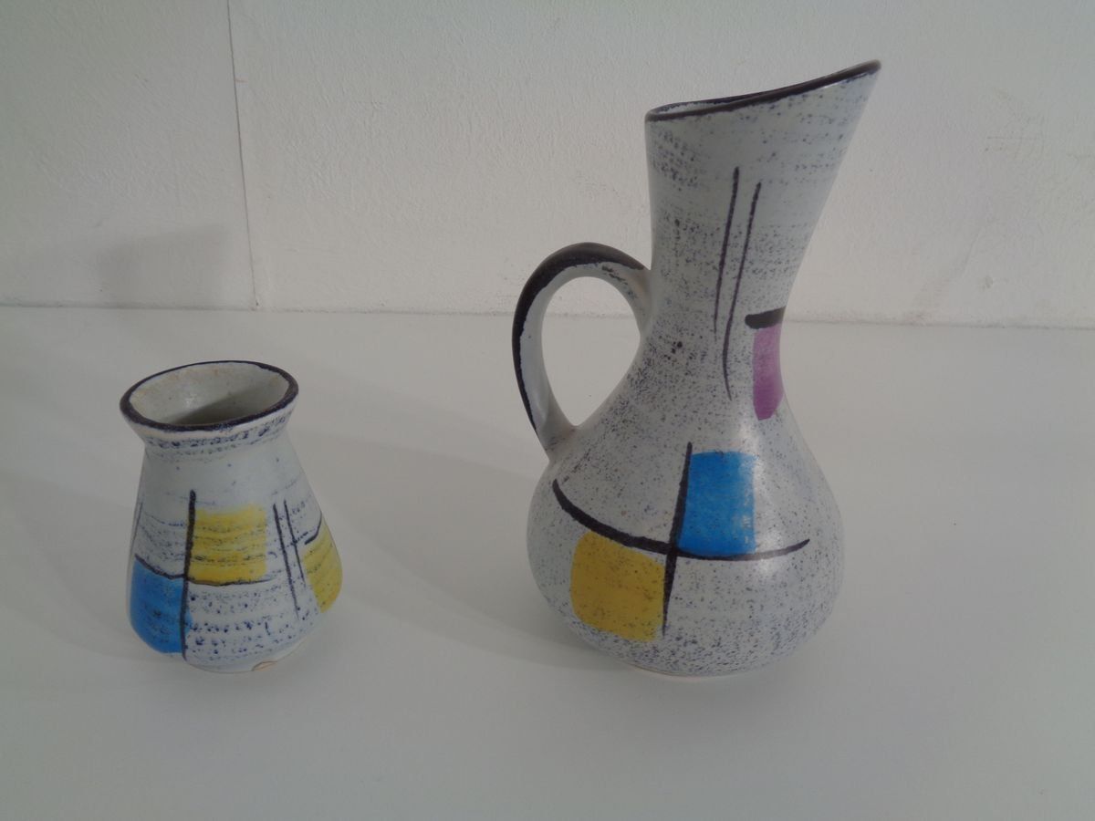 Ceramic Vases & Bowl By Bodo Mans For Bay Keramik, 1950s, Set Of 3 photo vintage
