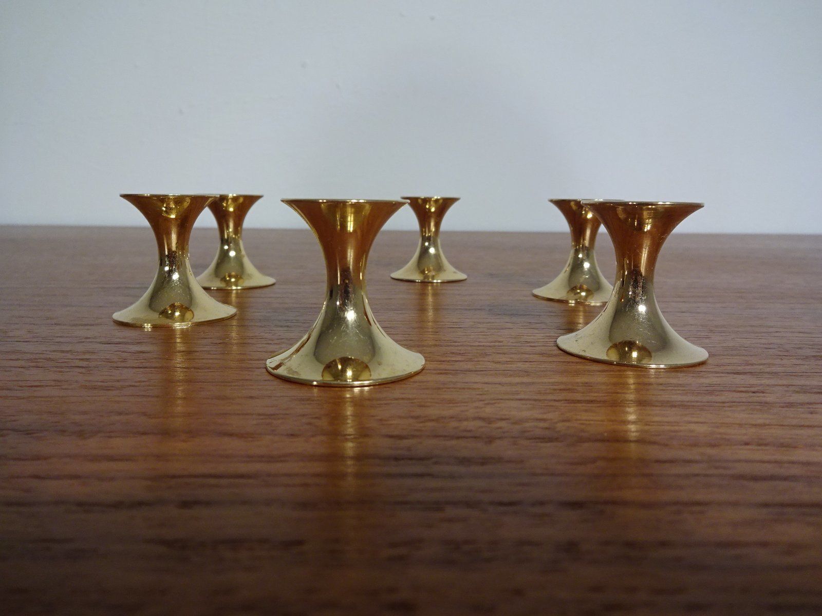 Gold Plated Candle Holders From Bsf, 1960s, Set Of 6 photo vinterior