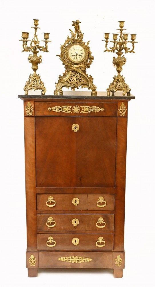 French Empire Escritoire Chest Desk 1880 Mahogany
