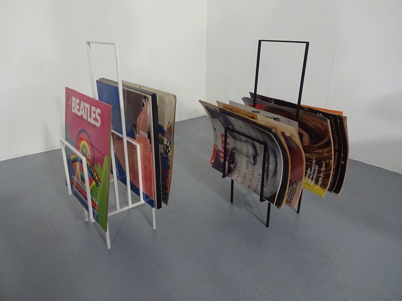 Steel Magazine Or Record Racks, 1960s, Set Of 2 photo vintage