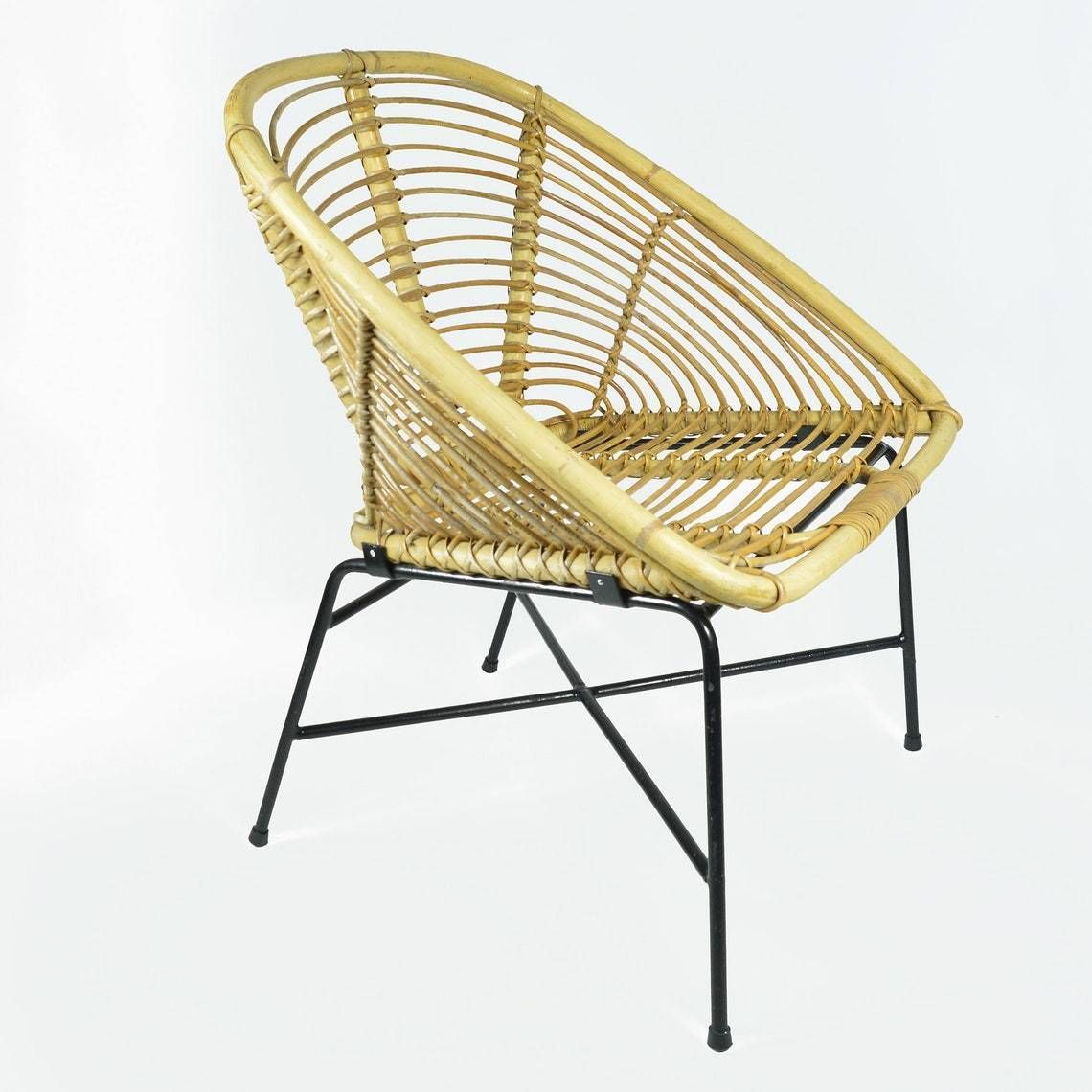 1960s Scandinavian Modern Rattan Bucket Armchair, Denmark photo 312.0