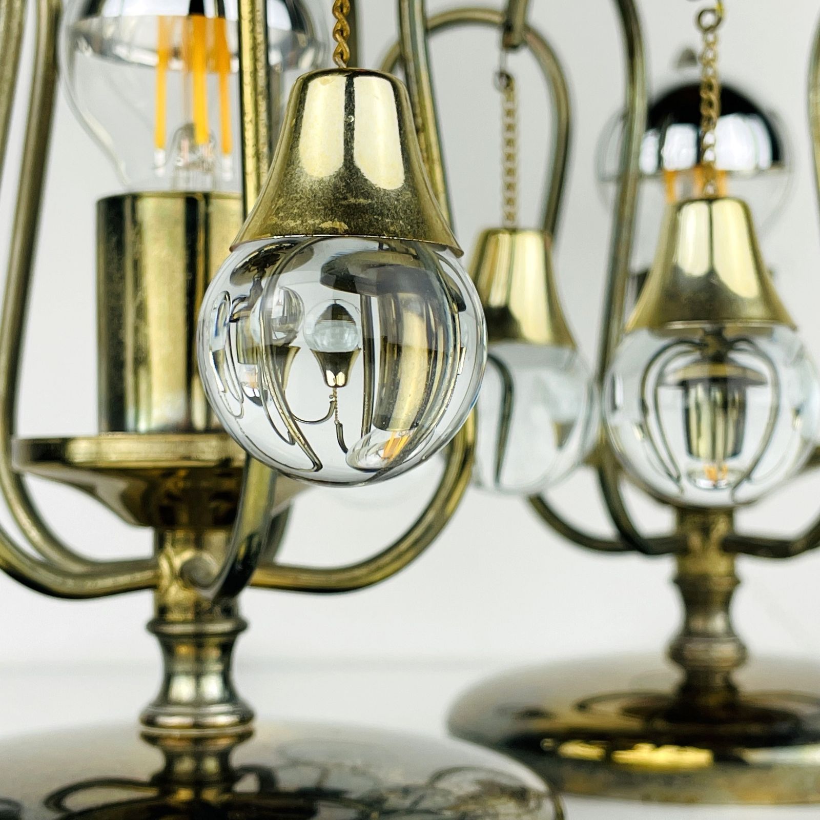 Pair Of Vintage Glass Ball Table Lamps Italy 1960s photo 350.0