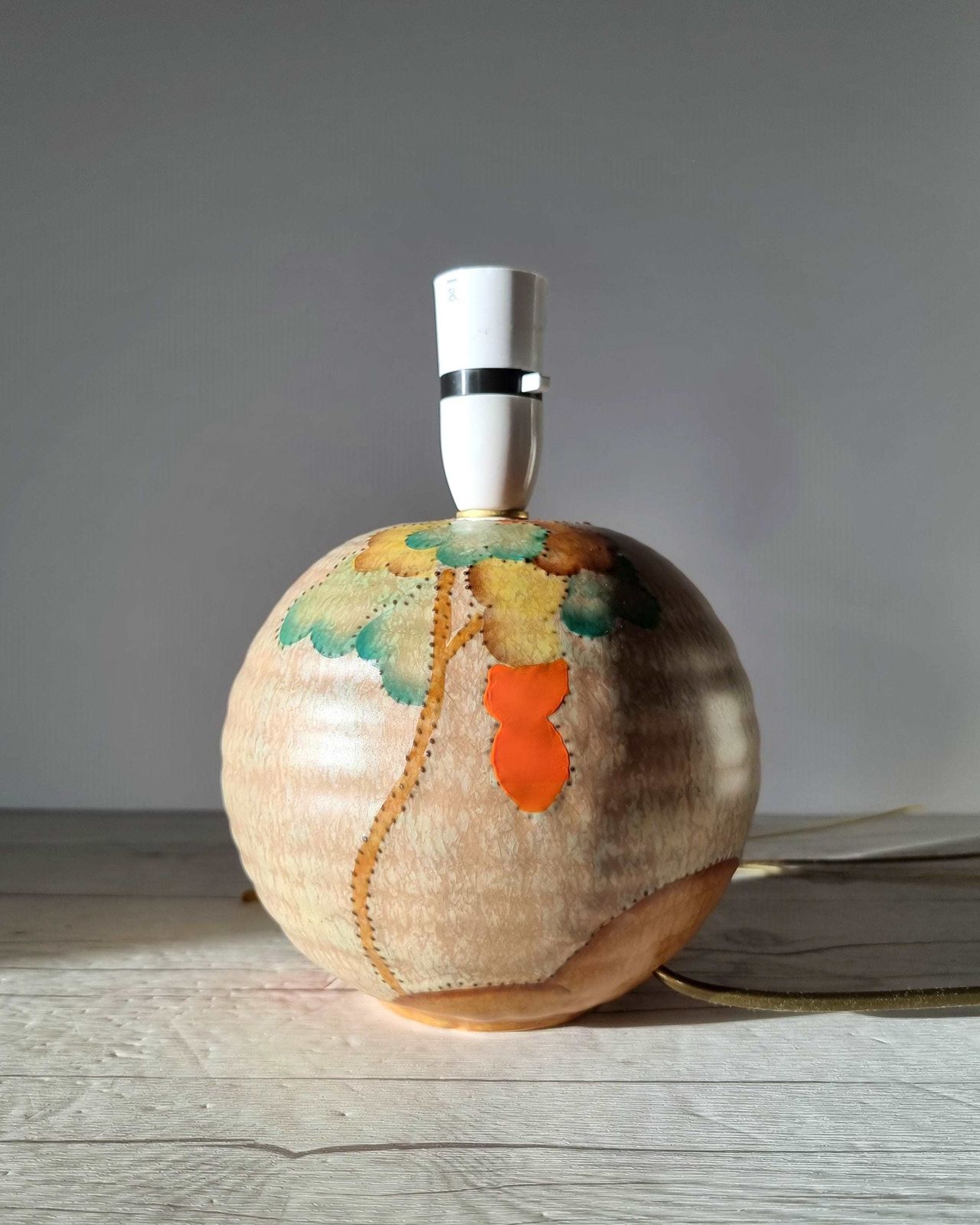 Crown Devon, Att. Ditmar Urbach, Art Deco Stylised Stitch Tree Décor Globe Lamp Base, 1920s 30s photo buy