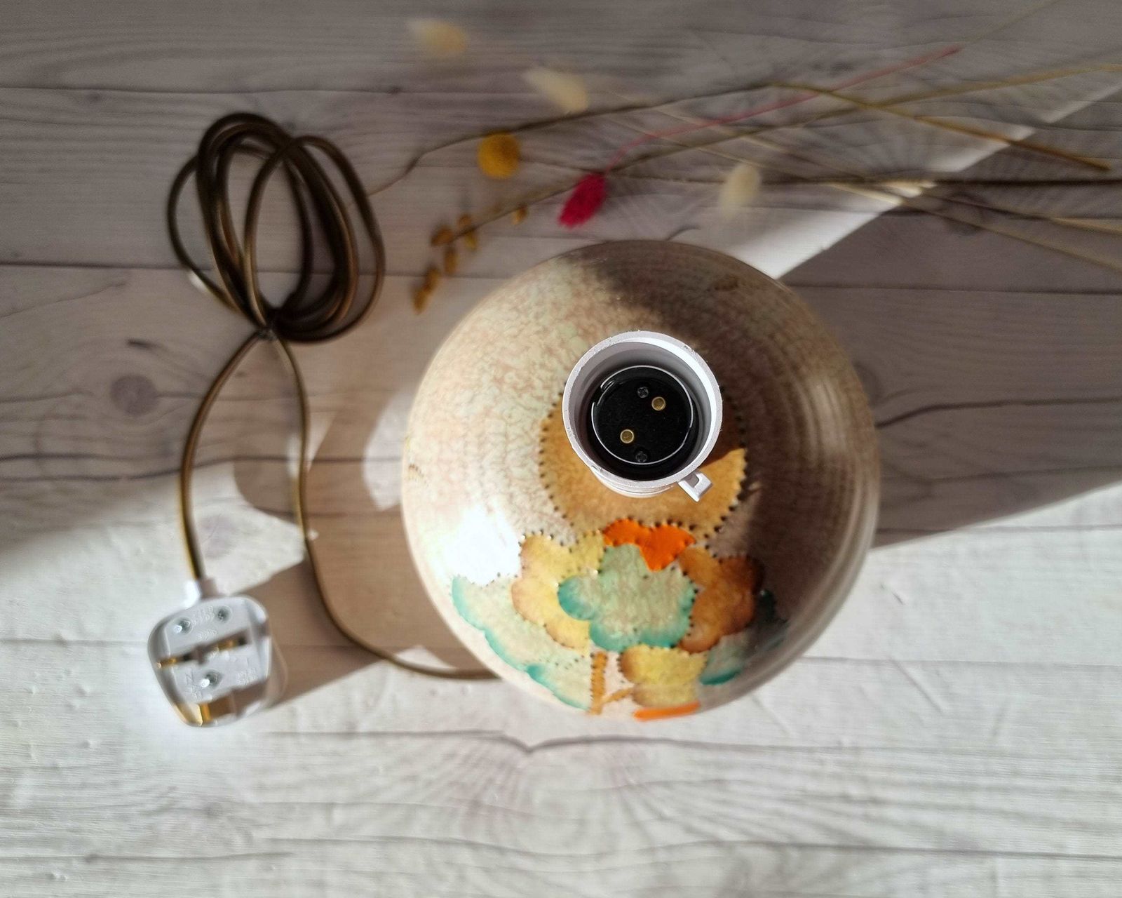 Home Decor Crown Devon, Att. Ditmar Urbach, Art Deco Stylised Stitch Tree Décor Globe Lamp Base, 1920s 30s photo