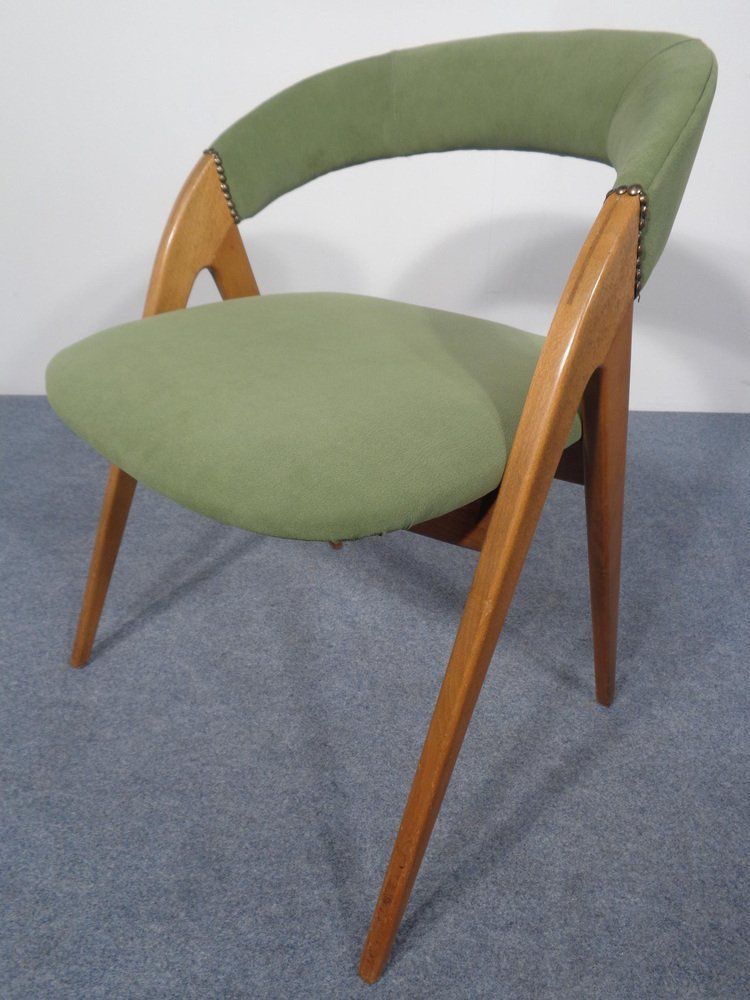 photo vintage Beech Chair In Green, 1960s, Vintage