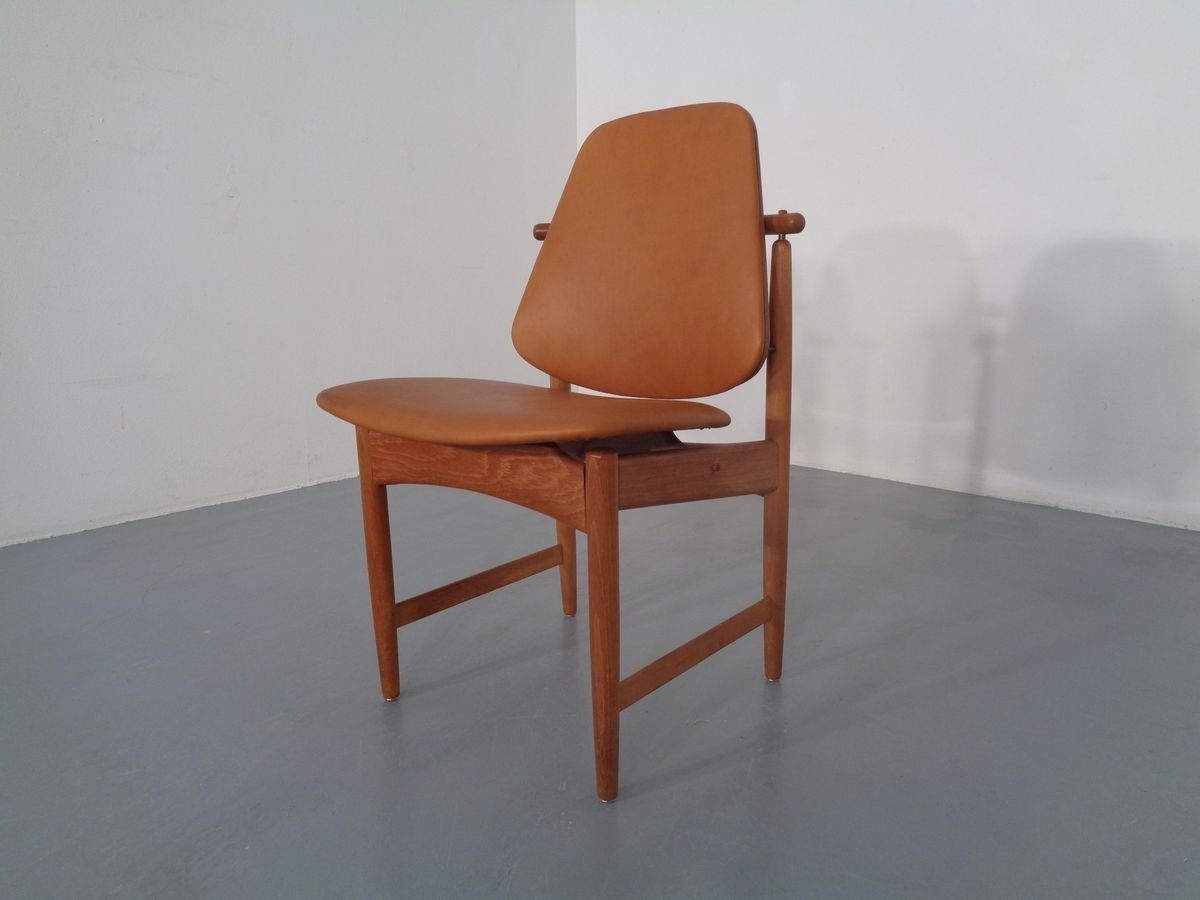 Teak And Brass Side Chair By Arne Hovmand Olsen For Mogens Kold, 1950s photo Furniture