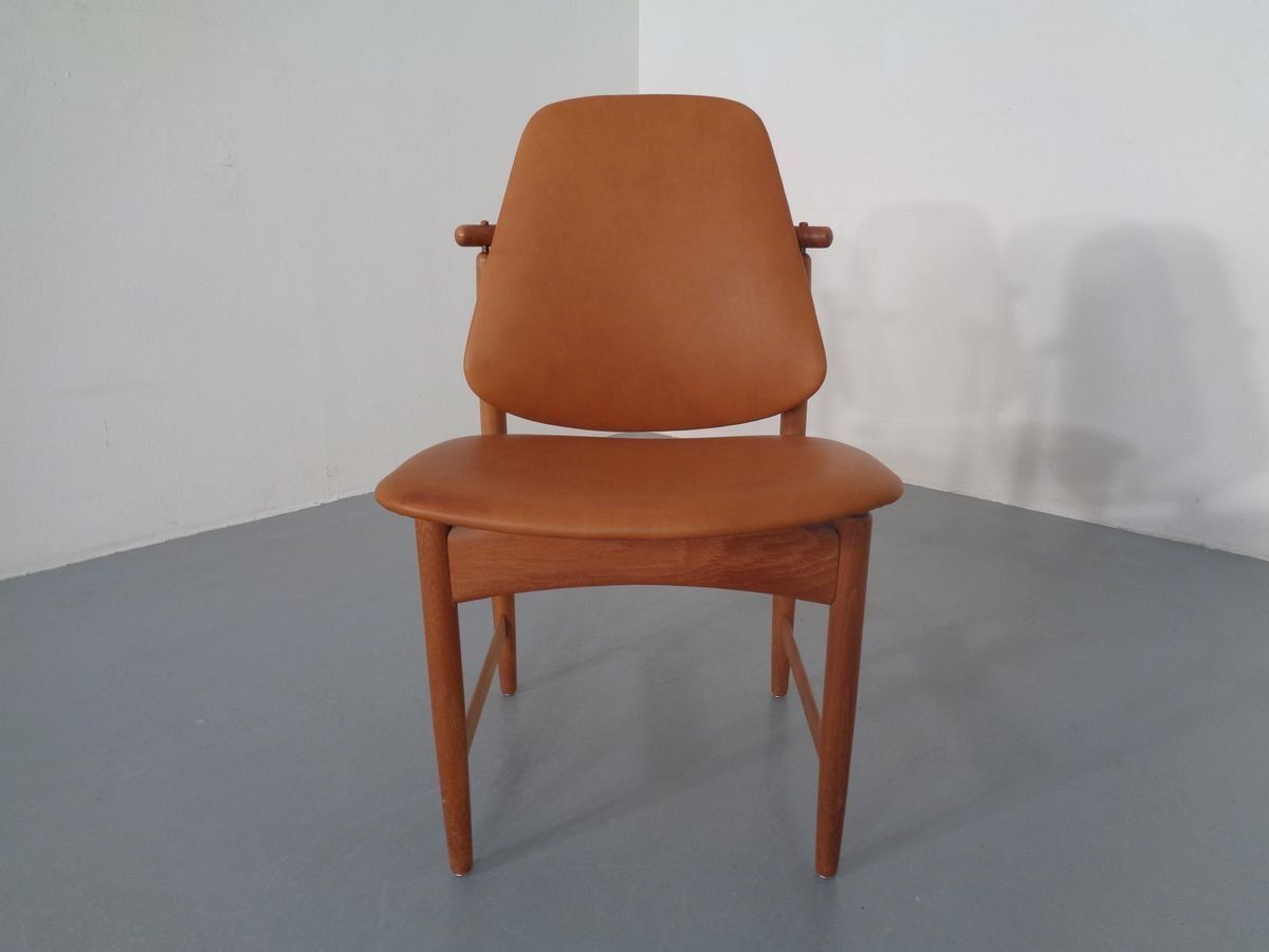 photo buy Teak And Brass Side Chair By Arne Hovmand Olsen For Mogens Kold, 1950s