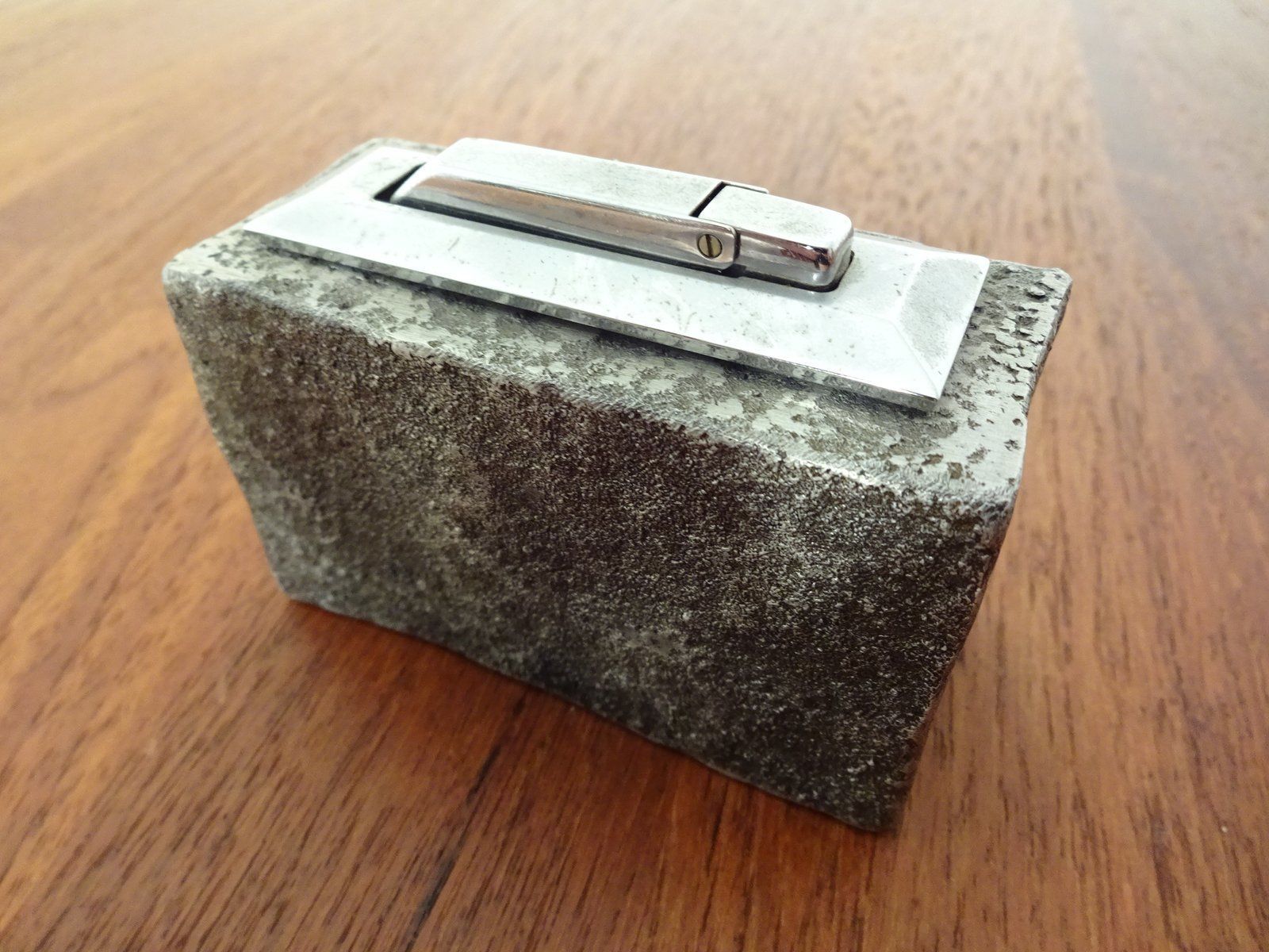 600.0 Brutalist Sculptural Iron Candleholder, Ashtray & Lighter, 1960s photo