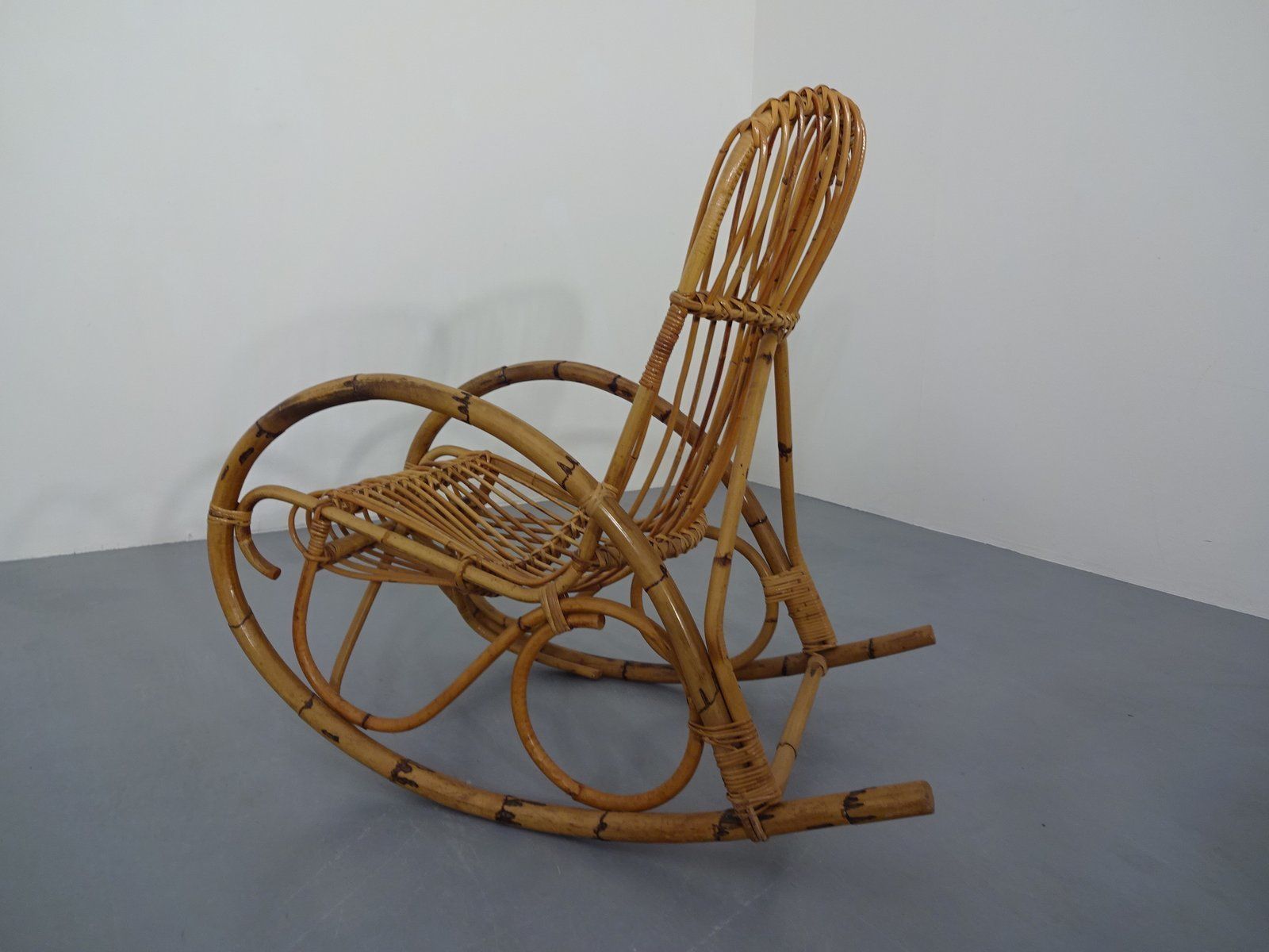 Mid Century Italian Bamboo Rocking Chair, 1950s photo 336.0
