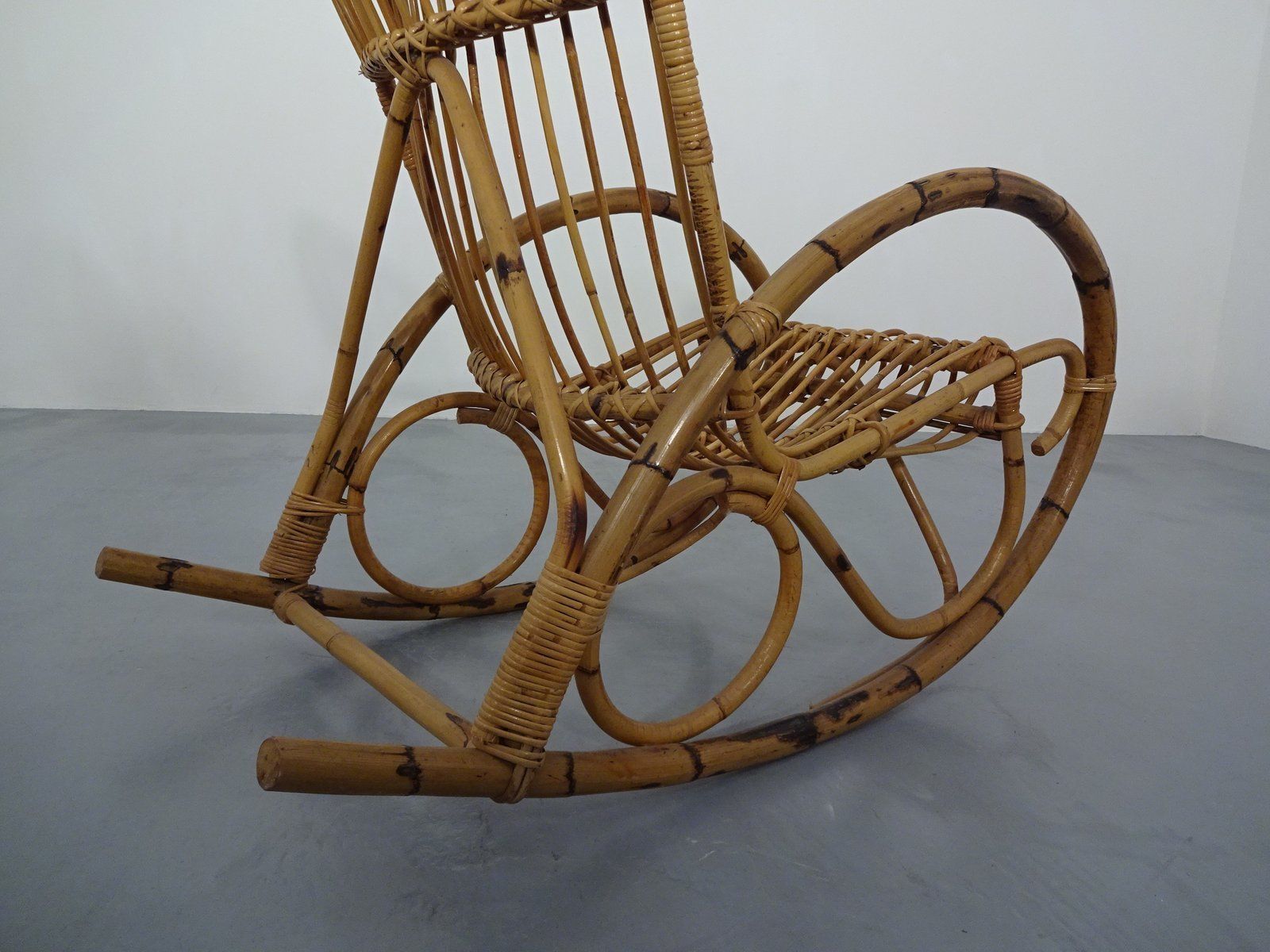 Mid Century Italian Bamboo Rocking Chair, 1950s photo vintage