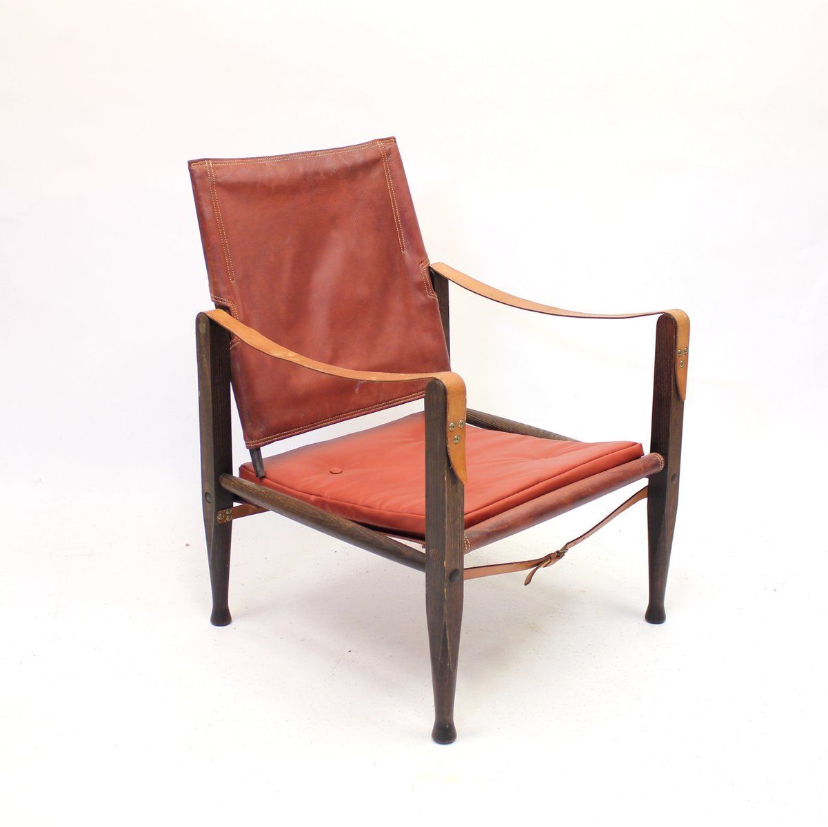 Cognac Leather Safari Chair By Kaare Klint For Ruud Rasmussen, 1960s photo for sale