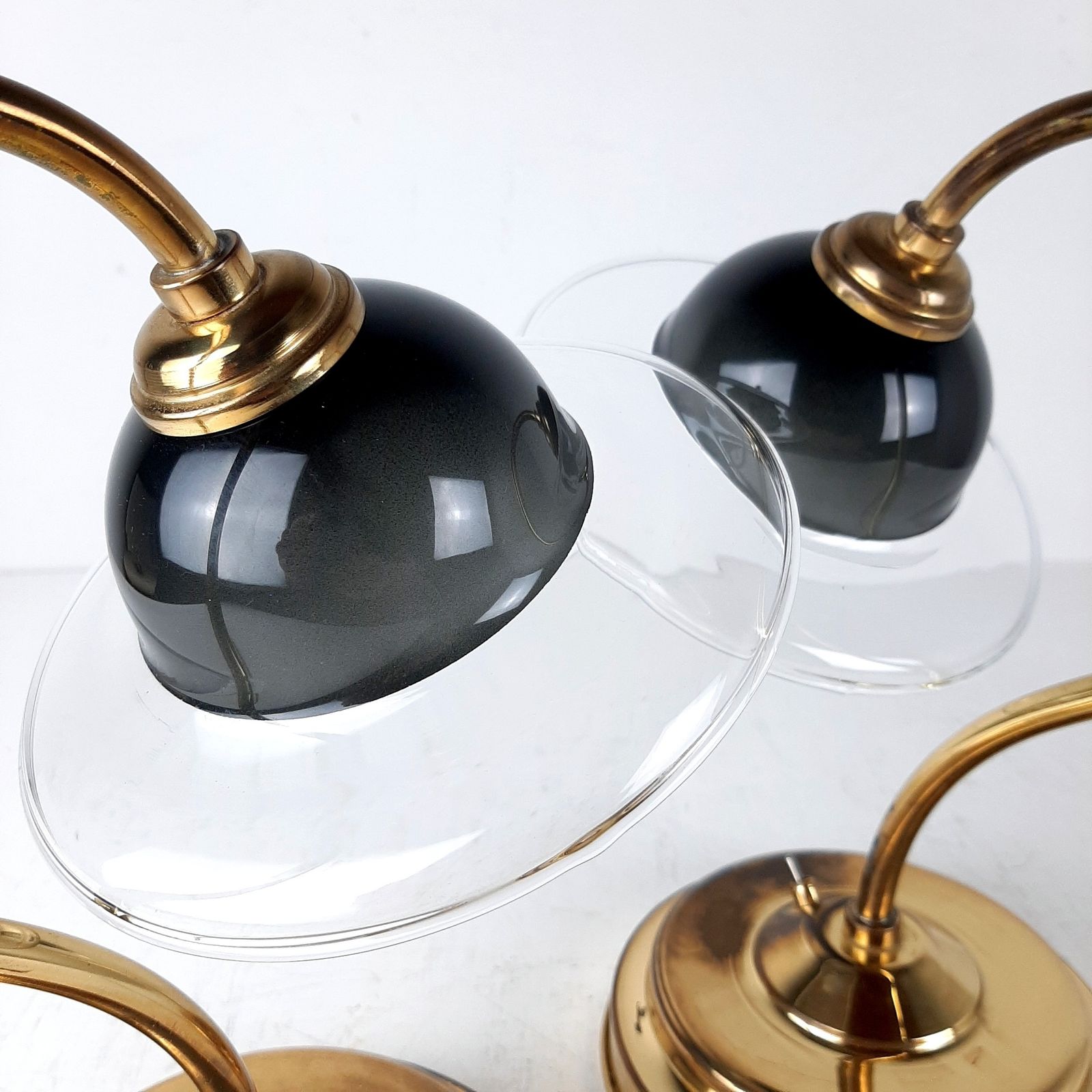 Pair Of Vintage Bedside Lamps Italy 1990s Gold Retro Table Lamp Space Age Mid Century Lighting photo vintage